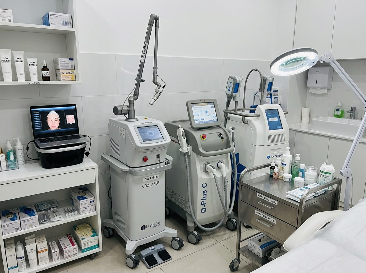Hệ thống máy CO2 Laser và Q-Plus C tại phòng điều trị
